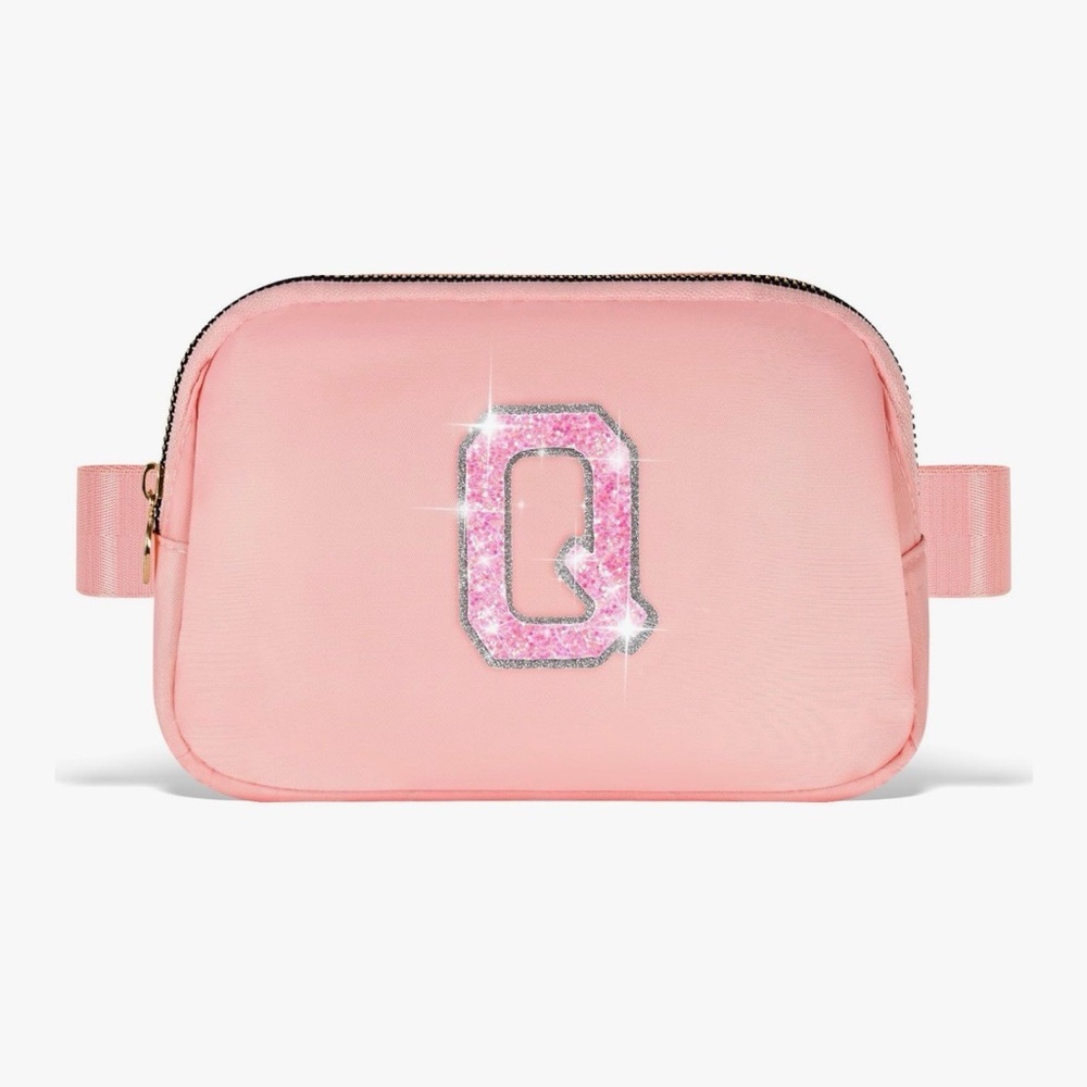 Chenille Style Initial “Q” Belt Bag – Adjustable Crossbody Waist Bag